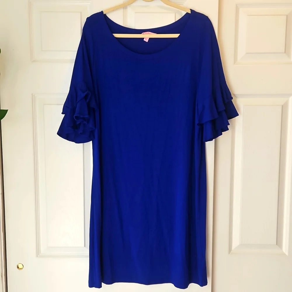 Lilly Pulitzer Flounce Sleeves Twilight Blue Dress